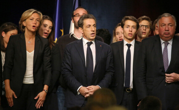 Valérie Pecresse, Nicolas Sarkozy, Gérard Larcher - Nicolas Sarkozy, en meeting à Velizy-Villacoublay dans les Yvelines le 6 octobre 2014 