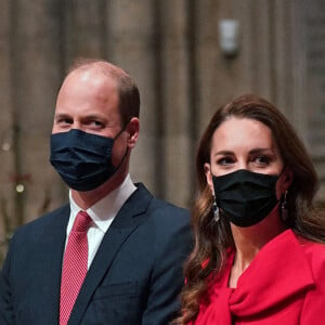 Le prince William, duc de Cambridge, et Catherine (Kate) Middleton, duchesse de Cambridge, participent au concert de Noël "Royal Carols - Together At Christmas", organisé par la duchesse à l'abbaye de Westminster à Londres, le 8 décembre 2021.