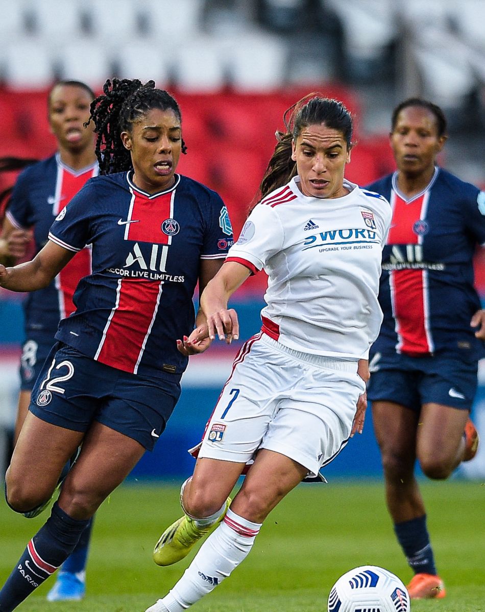 Amel Majri, internationale française de l'OL, est enceinte - parc des Princes le 24 mars 2021. © Federico Pestellini / Panoramic / Bestimage