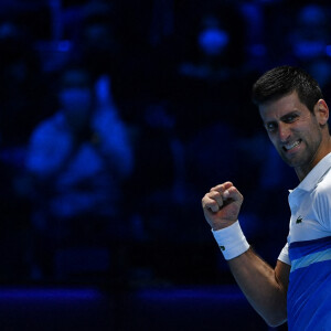 Novak Djokovic, vainqueur du match de tennis contre A.Rublev, lors du Masters à Turin. Le serbe se qualifie pour les demi-finales. Le 17 novembre 2021 © Antoine Couvercelle / Panoramic / Bestimage