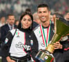 Cristiano Ronaldo, sa compagne Georgina Rodriguez fêtent en famille le titre de champion d'Italie avec son équipe la Juventus de Turin à Turin le 19 Mai 2019.