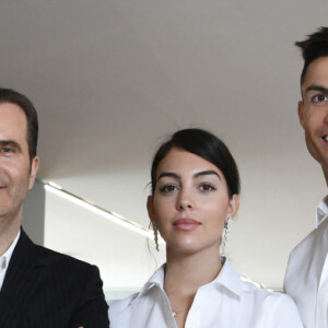Paulo Ramos, Georgina Rodriguez et son compagnon Cristiano Ronaldo - Cristiano Ronaldo ouvre une clinique de greffe de cheveux "Insparya Hair Clinic'" à Madrid, Espagne, le 18 mars 2019.