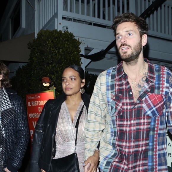 Matt Pokora (M. Pokora) et sa femme Christina Milian ont dîné avec Tony Parker au restaurant Giorgio Baldi à Santa Monica, le 9 janvier 2021.