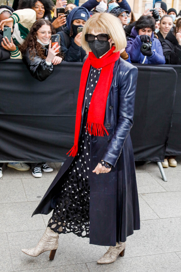Anna Wintour arrive au défilé Valentino Haute-Couture printemps-été 2022 au 8 place Vendôme dans le cadre de la Fashion Week de Paris. Le 26 janvier 2022. © Veeren-Clovis/Bestimage
