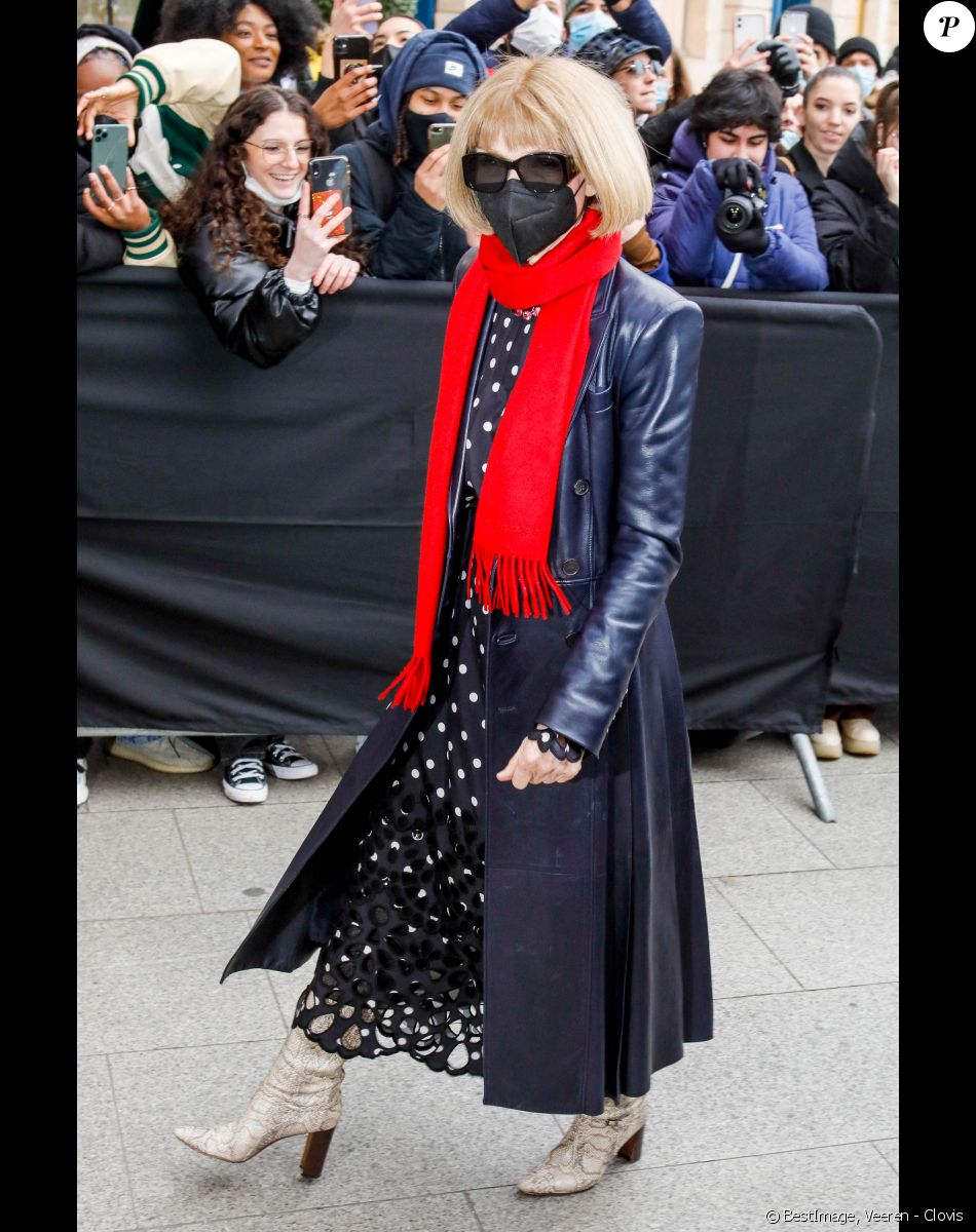 Anna Wintour arrive au défilé Valentino Haute-Couture printemps-été 2022 au 8 place Vendôme dans le cadre de la Fashion Week de Paris. Le 26 janvier 2022. © Veeren-Clovis/Bestimage