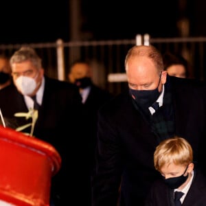 Le prince Albert II de Monaco, Le prince héréditaire Jacques lors de la célébration de la sainte Dévote, Sainte Patronne de Monaco, sur le quai Albert 1er le 26 janvier 2022 © Claudia Albuquerque / Bestimage