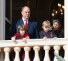 Le prince Albert II de Monaco, ses enfants le prince Jacques et la princesse Gabriella, et la princesse Caroline de Hanovre durant la célébration de la Sainte Dévote, Sainte patronne de Monaco, le 27 janvier 2022.