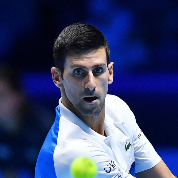 Novak Djokovic, vainqueur du match de tennis contre A.Rublev, lors du Masters à Turin. Le serbe se qualifie pour les demi-finales. Le 17 novembre 2021 © ANSA / Zuma Press / Bestimage