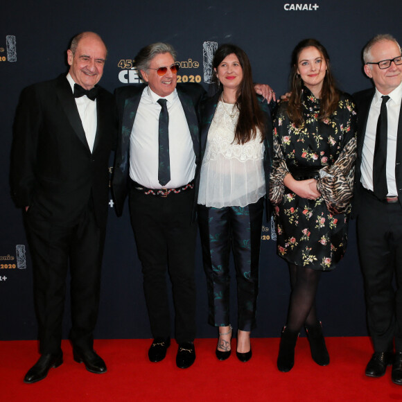 Pierre Lescure, Daniel Auteuil et sa femme Aude Ambroggi, sa fille Nelly Auteuil, Thierry Frémaux - 45e cérémonie des César à la salle Pleyel à Paris, le 28 février 2020. © Dominique Jacovides / Olivier Borde / Bestimage