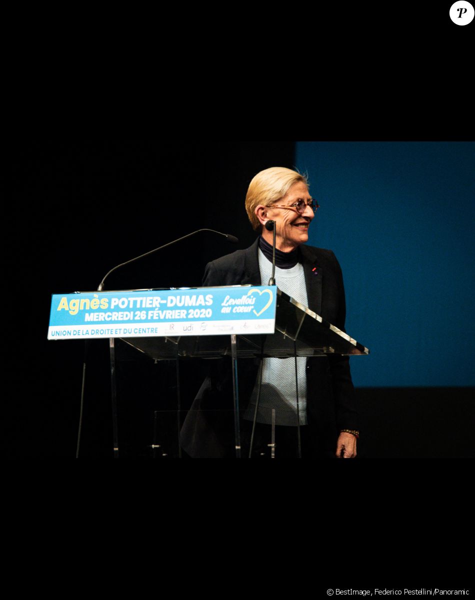 Isabelle Balkany lors d'une réunion publique de la tête de la liste LR pour les élections de la mairie Levallois pour la présentation de son programme et de ses colistiers. au conservatoire Maurice Ravel, à Levallois-Perret, France, le 26 février 2020