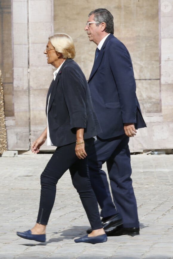 Isabelle Balkany et son mari Patrick Balkany - Cérémonie en hommage à Charles Pasqua à la cathédrale Saint-Louis des Invalides à Paris, le 3 juillet 2015.