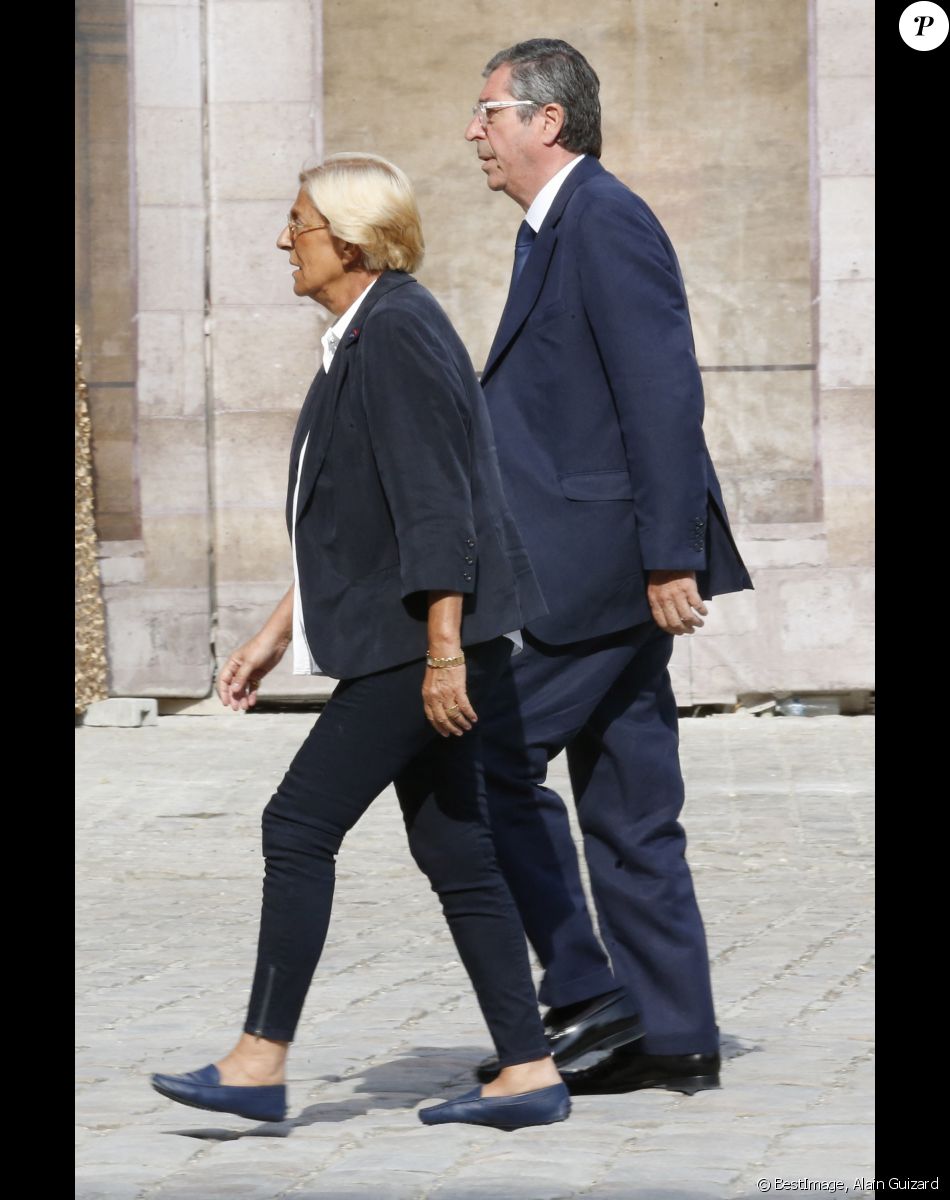 Isabelle Balkany et son mari Patrick Balkany - Cérémonie en hommage à Charles Pasqua à la cathédrale Saint-Louis des Invalides à Paris, le 3 juillet 2015.