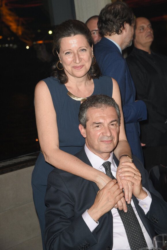 Semi-exclusif - Agnès Buzyn et son mari Yves Lévy - Soirée du 90ème anniversaire de Line Renaud sur le Bateau Potel et Chabot "Pavillon Seine" à Paris le 2 juillet 2018.