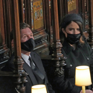 La princesse Eugenie d'York et Jack Brooksbank, - Funérailles du prince Philip, duc d'Edimbourg à la chapelle Saint-Georges du château de Windsor, Royaume Uni, le 17 avril 2021.