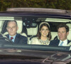 La princesse Eugenie et son mari Jack Brooksbank le jour du baptême de leur fils August à Windsor, le 21 novembre 2021. 