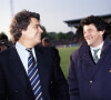 Bernard Tapie et Jean-Louis Borloo lors du match opposant l'OM et le FC Valenciennes en 1993