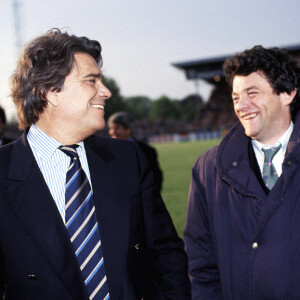 Bernard Tapie et Jean-Louis Borloo lors du match opposant l'OM et le FC Valenciennes en 1993