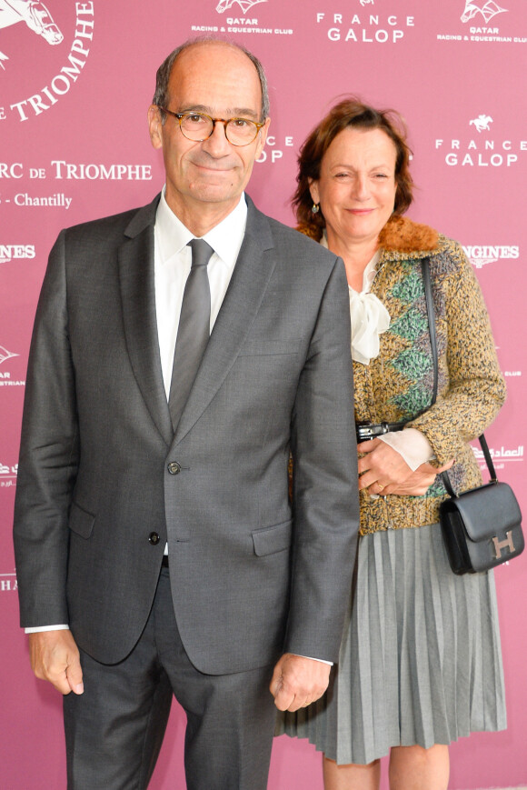 Eric Woerth et sa femme Florence - 95ème Qatar Prix de l'Arc de Triomphe à l'Hippodrome de Chantilly le 2 octobre 2016.