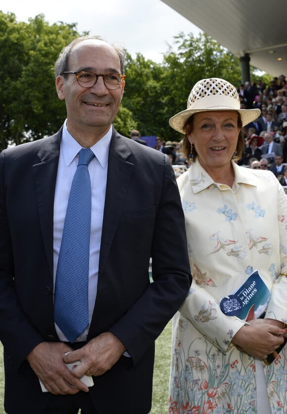 Éric Woerth et sa femme Florence - 165ème "Prix de Diane Longines" à l'hippodrome de Chantilly le 15 juin 2014.