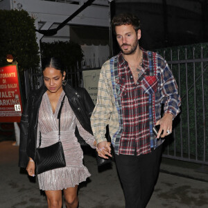 Exclusif - Matt Pokora (M. Pokora) et sa femme Christina Milian ont dîné avec Tony Parker au restaurant Giorgio Baldi à Santa Monica le 9 janvier 2021.