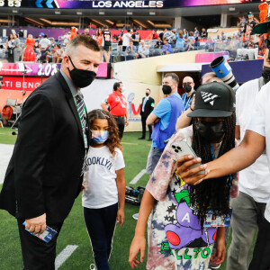 Jay-Z et ses filles, Blue Ivy et Rumi Carter - Finale du Super Bowl, au SoFi Stadium de Los Angeles. Le 13 février 2022. @ John Angelillo/UPI/ABACAPRESS.COM