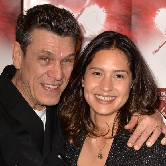 Marc Lavoine et sa compagne Line Papin au photocall de la générale de presse du spectacle musicale "Les Souliers Rouges" aux Folies Bergères à Paris, France, le 4 février 2020. © Veeren/Bestimage