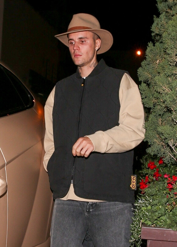 Exclusif - Justin Bieber va dîner au restaurant "Il Pastaio" à Beverly Hills le 20 janvier 2022.