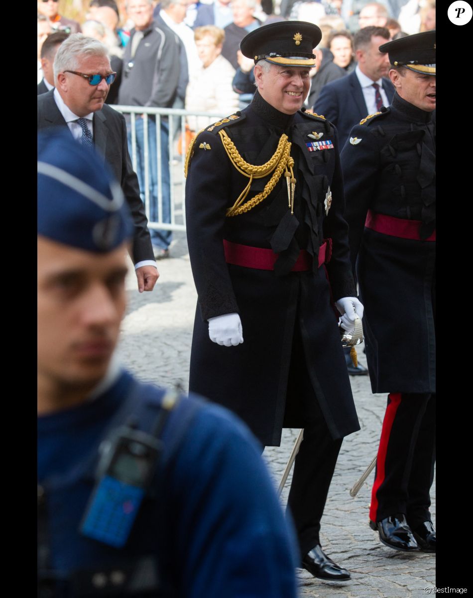 Le Prince Laurent de Belgique et le Prince Andrew, Duc d'York lors de la cérémonie commémorative du 75ème anniversaire de la libération de Bruges. Belgique, Bruges, le 7 septembre 2019.