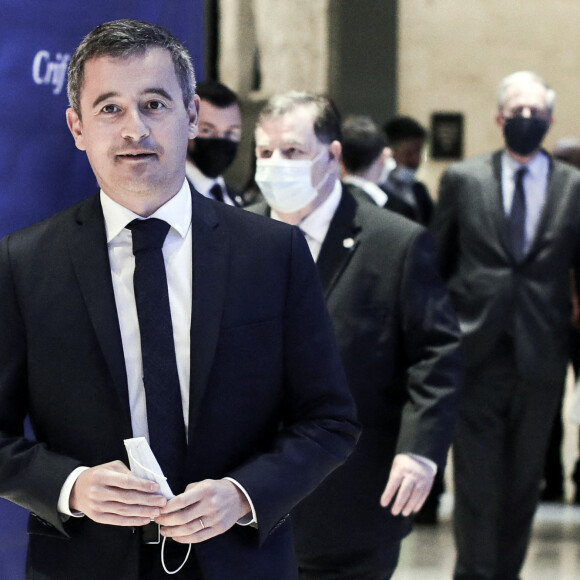 Le ministre de l'intérieur, Gérald Darmanin - Arrivées au dîner du CRIF (Conseil Représentatif des Institutions juives de France) au Carrousel du Louvre à Paris. Le 24 février 2022 © Stéphane Lemouton / Bestimage