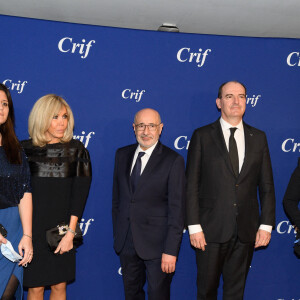 Marlene Schiappa, Brigitte Macron, Francis Kalifat, Le premier ministre Jean Castex et French Junior Minister of Gender Equality Elisabeth Moreno - Personnalités au dîner du CRIF (Conseil Représentatif des Institutions juives de France) au Carrousel du Louvre à Paris. Le 24 février 2022 © Jacques Witt / Pool / Bestimage