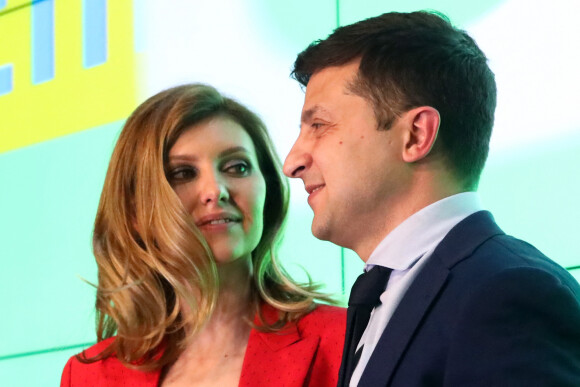 Volodymyr Zelensky et sa femme Olena - Volodymyr Zelensky, acteur ukrainien, sera au second tour de l'élection présidentielle contre le candidat sortant Petro Porochenko (actuel président) à Kiev en Ukraine le 31 mars 2019.