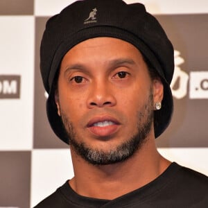 Ronaldinho en promotion pour la marque de complément nutritionnel "Kongokin" à l'hôtel Grand Hyatt à Tokyo. Le 28 mars 2018