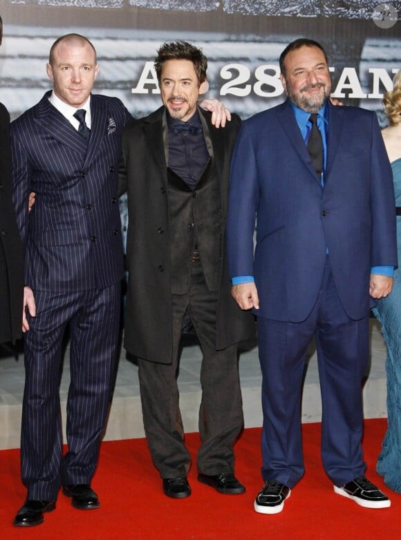 Guy Ritchie, Robert Downey Jr. et Joel Silver, à l'occasion de l'avant-première allemande de Sherlock Holmes, au Cinestar Potsdamer Platz de Berlin, le 12 janvier 2010.