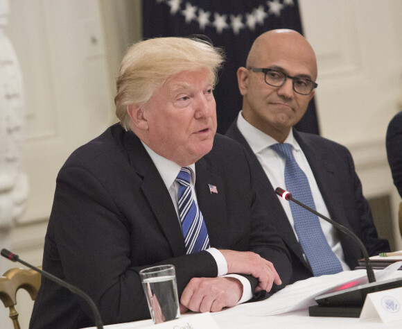 Donald Trump, Satya Nadella - Réunion avec les membres du American Technology Council à la Maison Blanche à Washington, le 19 juin 2017. 