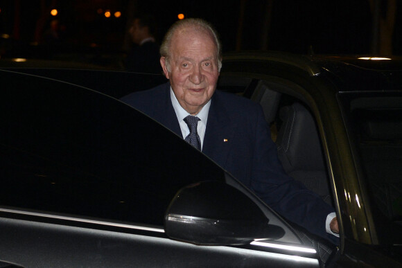 Le roi Juan Carlos d'Espagne à son arrivée aux obsèques de l'homme d'affaires mexicain Placido Arango à Madrid. Le 17 février 2020