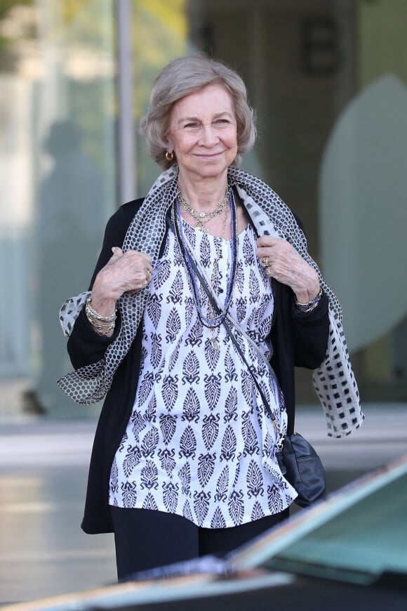 La reine Sofia de Grèce est allée rendre visite au roi Juan Carlos Ier à l'hôpital Quiron à Madrid, le 28 août 2019.