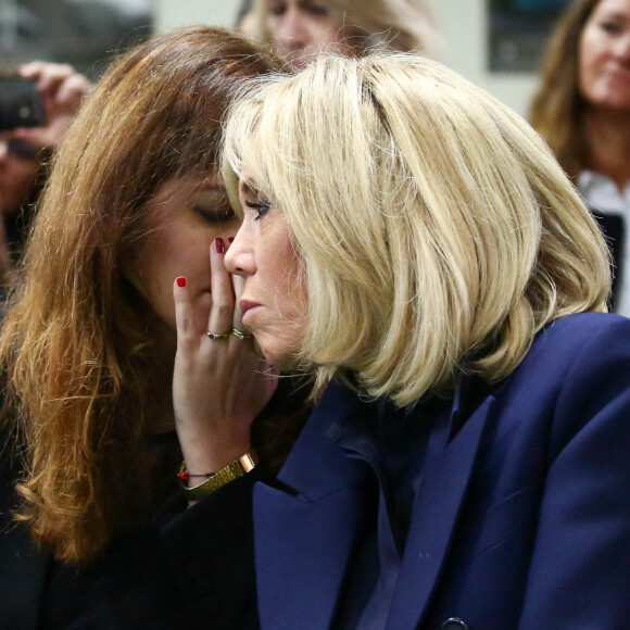 La première dame, Brigitte Macron, Jean-Michel Blanquer, ministre de l'éducation, Marlène Schiappa, secrétaire d'Etat, chargée de l'Egalité des femmes et des hommes se rendent au collège des petits ponts à Clamart, pour évoquer la lutte contre le harcèlement à l'école sous toutes ses formes à Clamart. Le 15 novembre 2018