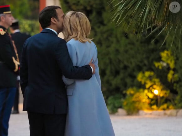 Le président de la République française Emmanuel Macron et sa femme la Premiière Dame Brigitte Macron reçoivent son homologue le président de la république populaire de Chine et sa femme la Première Dame pour une visite de la villa Kérylos avant un dîner privé à Beaulieu-sur-Mer, France, le 24 mars 2019. © Laurent Vu/Pool/Bestimage 