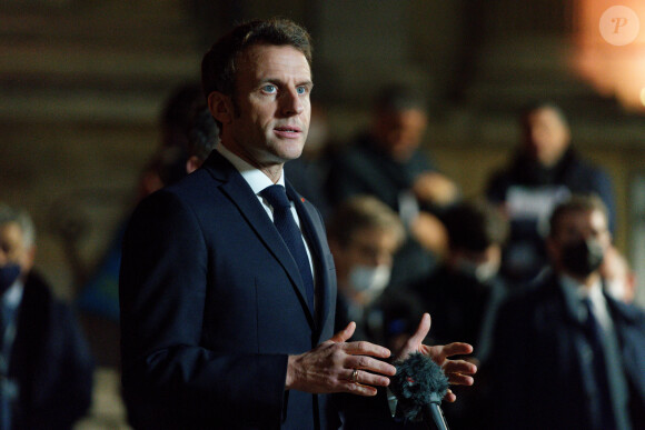 Le président Emmanuel Macron intervient lors d'une réunion informelle des ministres de l'Intérieur de l'union européenne à Tourcoing dans le Nord © Abaca / Pool / Bestimage 
