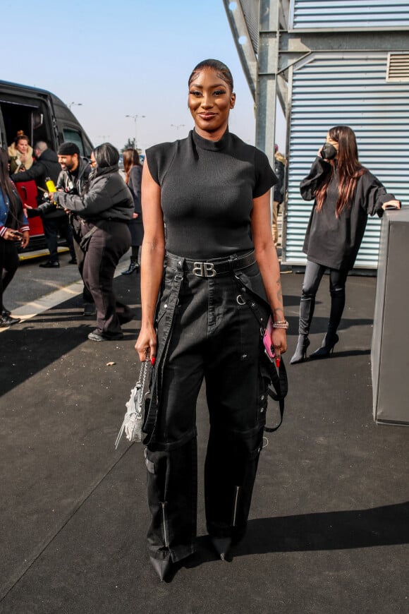 Exclusif - Aya Nakamura a assisté au défilé Balenciaga, collection prêt-à-porter automne-hiver 2022/2023, au Parc des Expositions Paris Le Bourget. Paris, le 6 mars 2022. © Da Silva-Perusseau/Bestimage