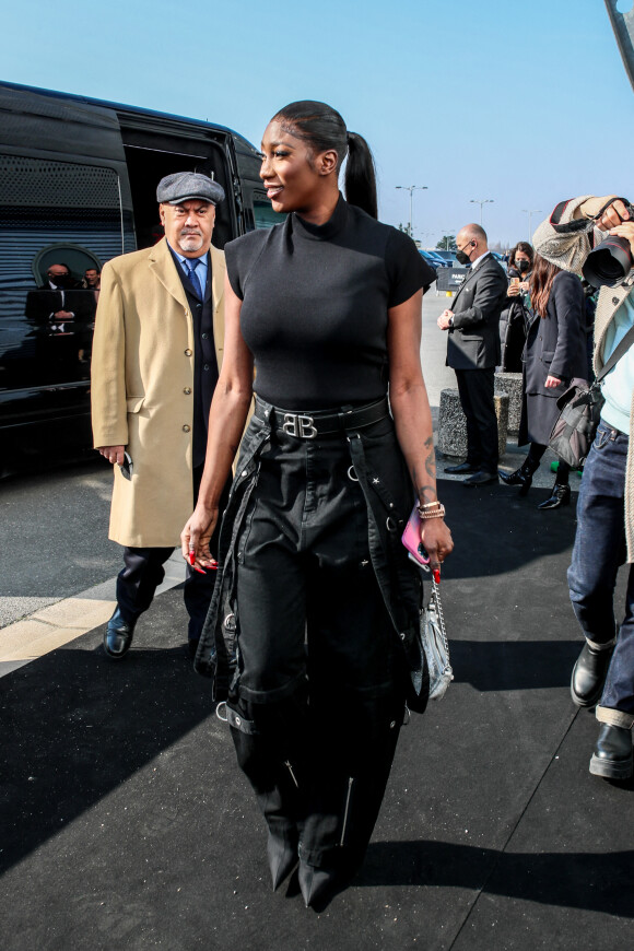 Exclusif - Aya Nakamura a assisté au défilé Balenciaga, collection prêt-à-porter automne-hiver 2022/2023, au Parc des Expositions Paris Le Bourget. Paris, le 6 mars 2022. © Da Silva-Perusseau/Bestimage