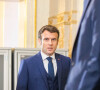 Emmanuel Macron, président de la République - Conseil de défense sur la situation de l'Ukraine au palais de l'Elysée à Paris le 28 février 2022.