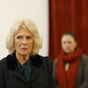 Le prince Charles, prince de Galles, et Camilla Parker Bowles, duchesse de Cornouailles, lors d'une visite à la cathédrale catholique ukrainienne de Londres, Royaume Uni, le 2 mars 2022.