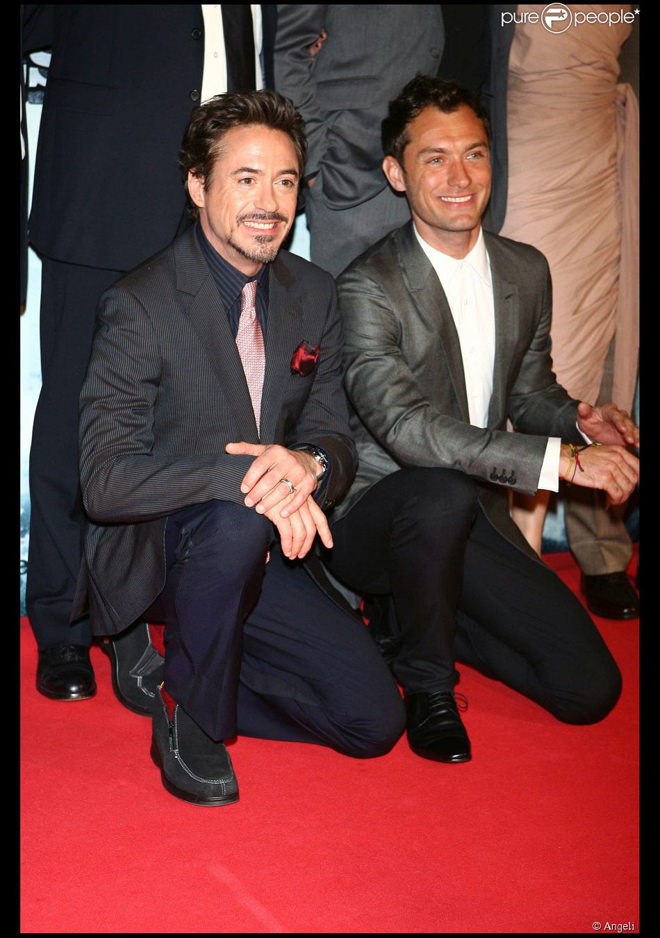 Robert Downey Jr Et Jude Law Lors De La Première De Sherlock Holmes à Madrid Le 12 Janvier 2010 