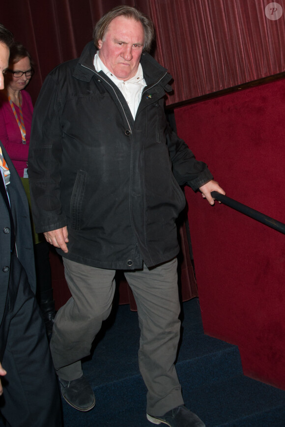 Gérard Depardieu assiste à la première de "The End" lors du 66e festival du film de Berlin, la Berlinale. Le 14 février 2016.