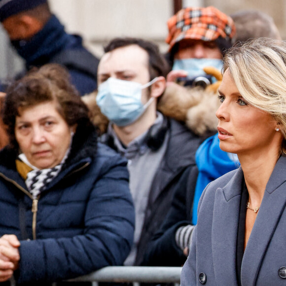 Sylvie Tellier - Obsèques de Jean-Pierre Pernaut en la Basilique Sainte-Clotilde à Paris le 9 mars 2022. © Cyril Moreau / Bestimage