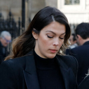 Iris Mittenaere - Sorties des obsèques de Jean-Pierre Pernaut en la Basilique Sainte-Clotilde à Paris le 9 mars 2022. © Christophe Clovis / Bestimage