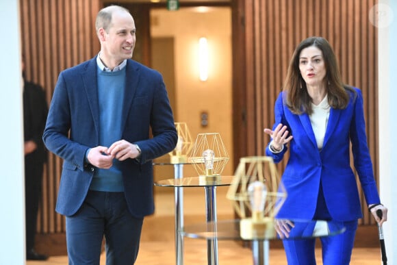 Le prince William, duc de Cambridge, visite le siège social rénové de la Bafta à Londres, le 27 janvier 2022. BAFTA lance un nouveau fonds de bourses de développement de carrière au nom de SAR le duc de Cambridge.