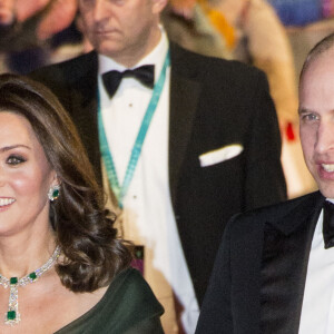 Le prince William, duc de Cambridge, et Catherine (Kate) Middleton, duchesse de Cambridge, (enceinte), à la 71ème cérémonie des British Academy Film Awards (BAFTA) au Royal Abert Hall à Londres, le 18 février 2018. © Ray Tang via Zuma Press/Bestimage