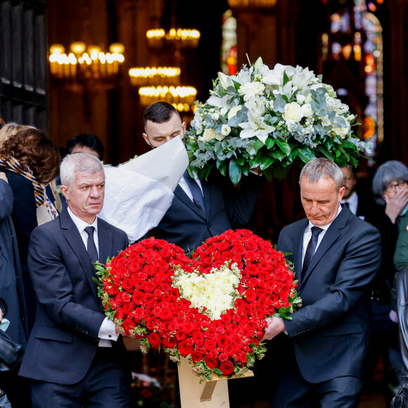 Sorties des obsèques de Jean-Pierre Pernaut en la Basilique Sainte-Clotilde à Paris, France, le 9 mars 2022. © Cyril Moreau/Bestimage